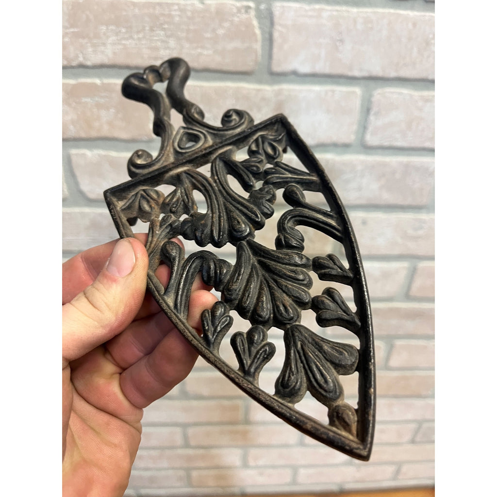 Antique Cast Iron Sad Iron Trivet 1900s Black Metal