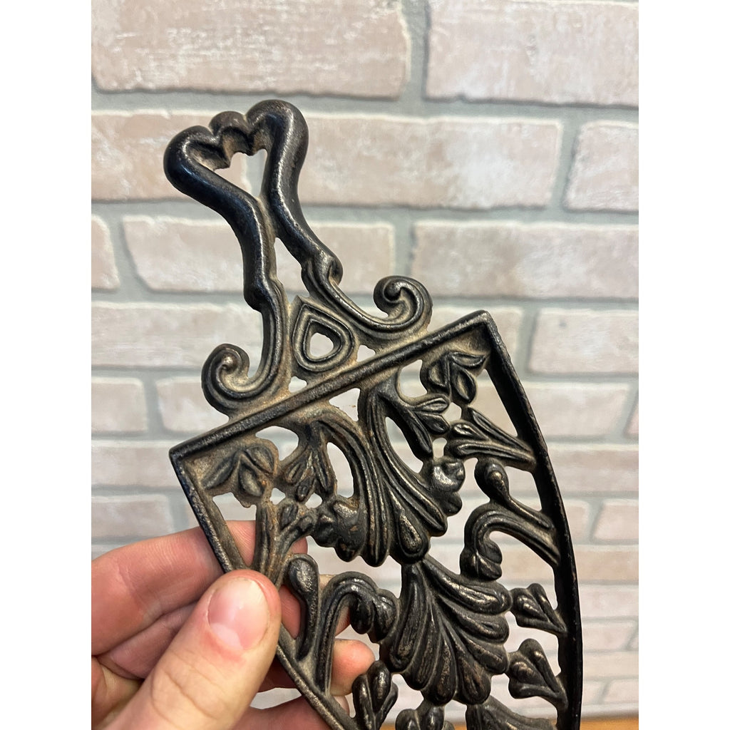 Antique Cast Iron Sad Iron Trivet 1900s Black Metal