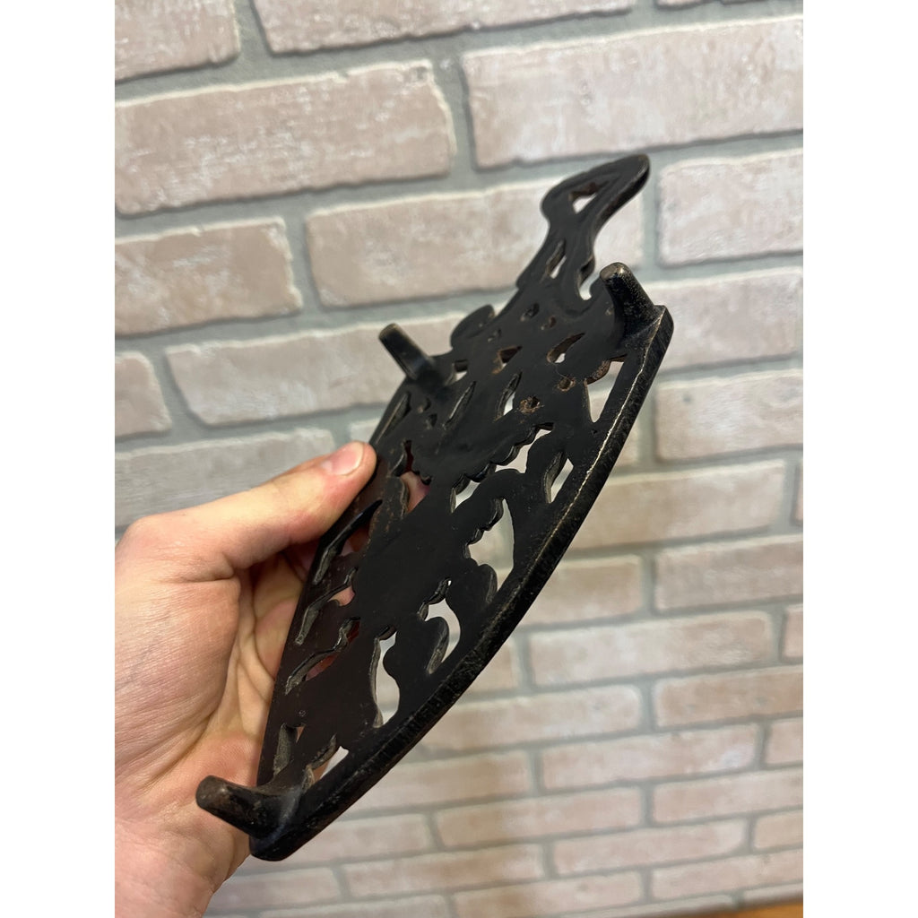 Antique Cast Iron Sad Iron Trivet 1900s Black Metal