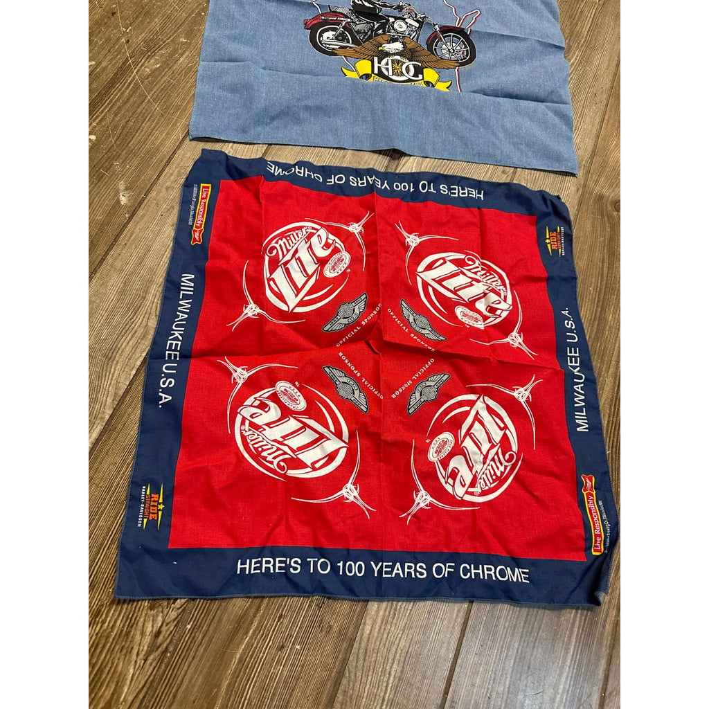 Harley Davidson Bandanas Lot (2) Wisconsin Rally Owners Group Bucky 100 Years