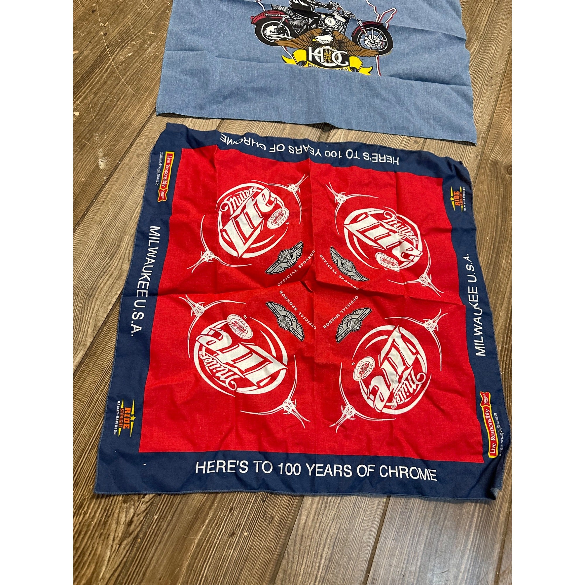 Harley Davidson Bandanas Lot (2) Wisconsin Rally Owners Group Bucky 100 Years