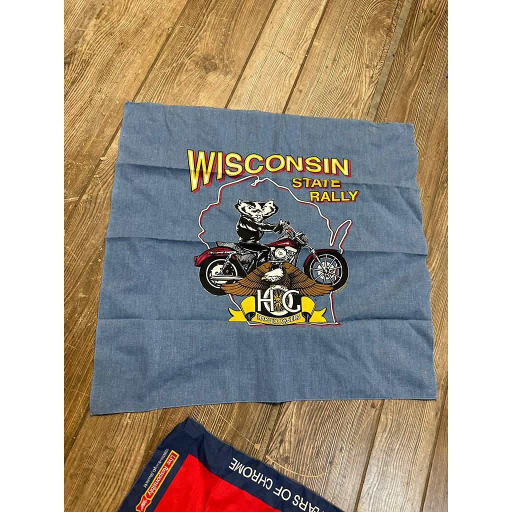 Harley Davidson Bandanas Lot (2) Wisconsin Rally Owners Group Bucky 100 Years