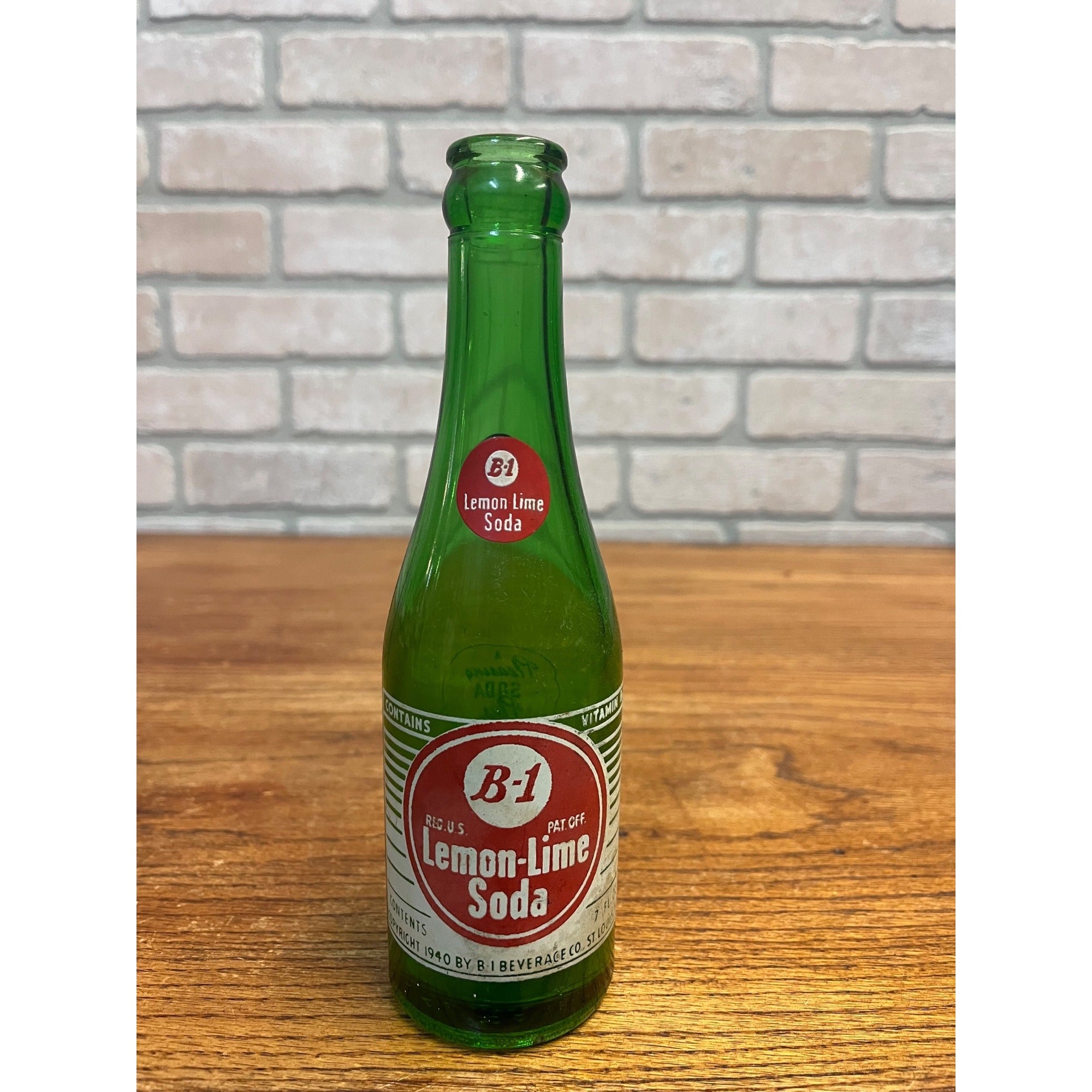 Vintage B-1 Lemon Lime Soda Glass ACl Bottle Wisconsin Rapids Wis WI 7oz