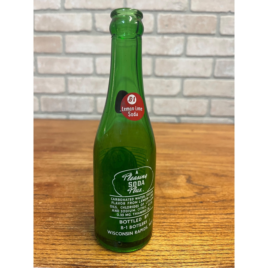 Vintage B-1 Lemon Lime Soda Glass ACl Bottle Wisconsin Rapids Wis WI 7oz