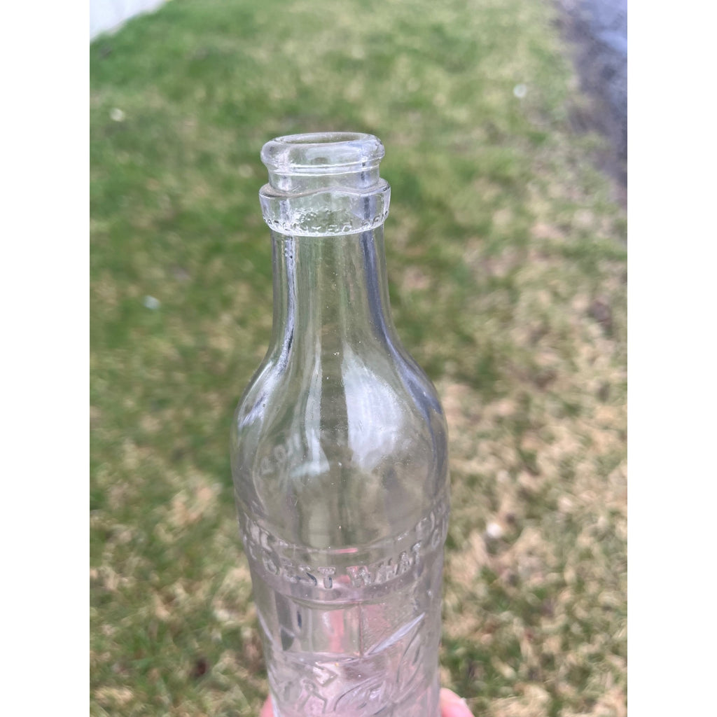 Vintage 1930s Graf's Beaverages Embossed Art Deco Soda Bottle Milwaukee Wis WI