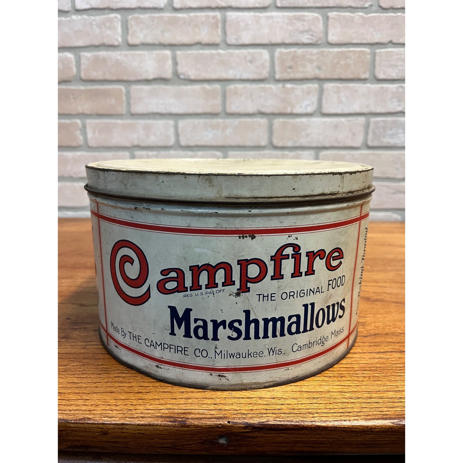 Vintage 5lb Campfire Marshmallows Advertising Kitchen Tin Milwaukee