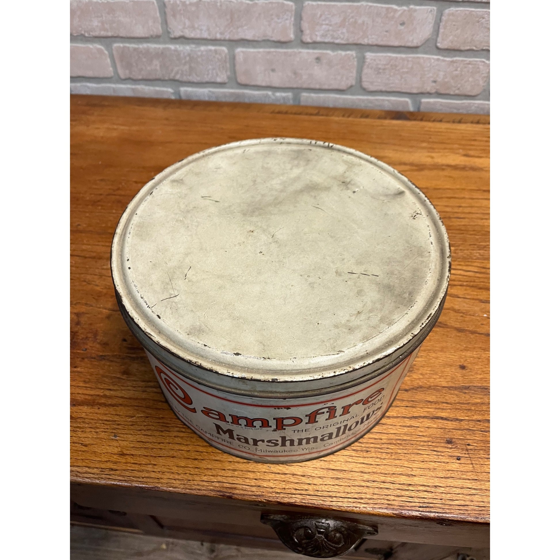 Vintage 5lb Campfire Marshmallows Advertising Kitchen Tin Milwaukee