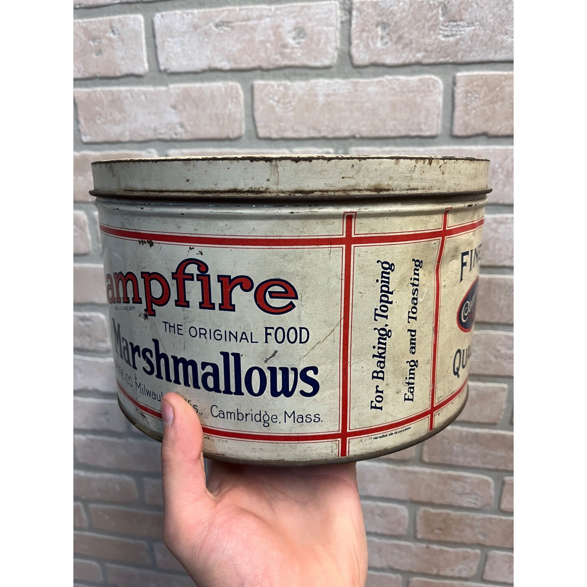 Vintage 5lb Campfire Marshmallows Advertising Kitchen Tin Milwaukee
