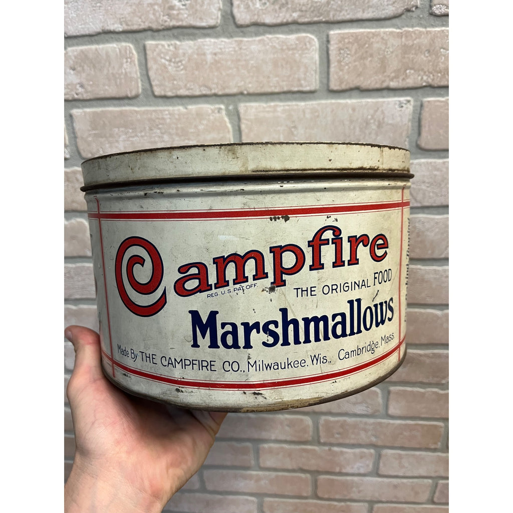 Vintage 5lb Campfire Marshmallows Advertising Kitchen Tin Milwaukee
