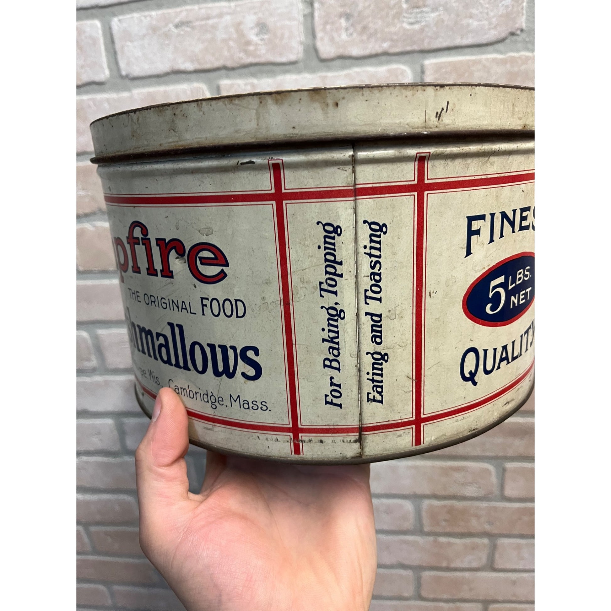 Vintage 5lb Campfire Marshmallows Advertising Kitchen Tin Milwaukee