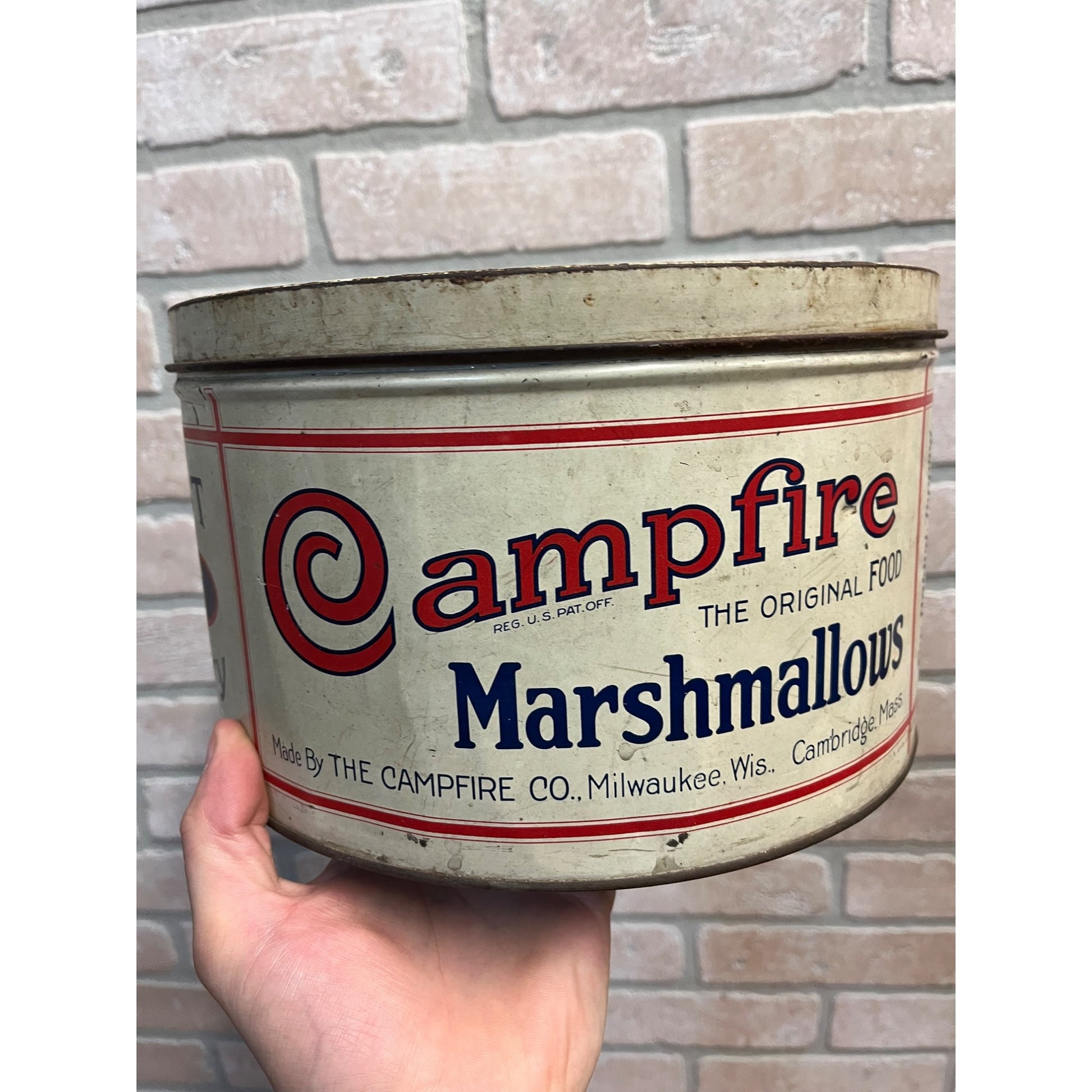 Vintage 5lb Campfire Marshmallows Advertising Kitchen Tin Milwaukee