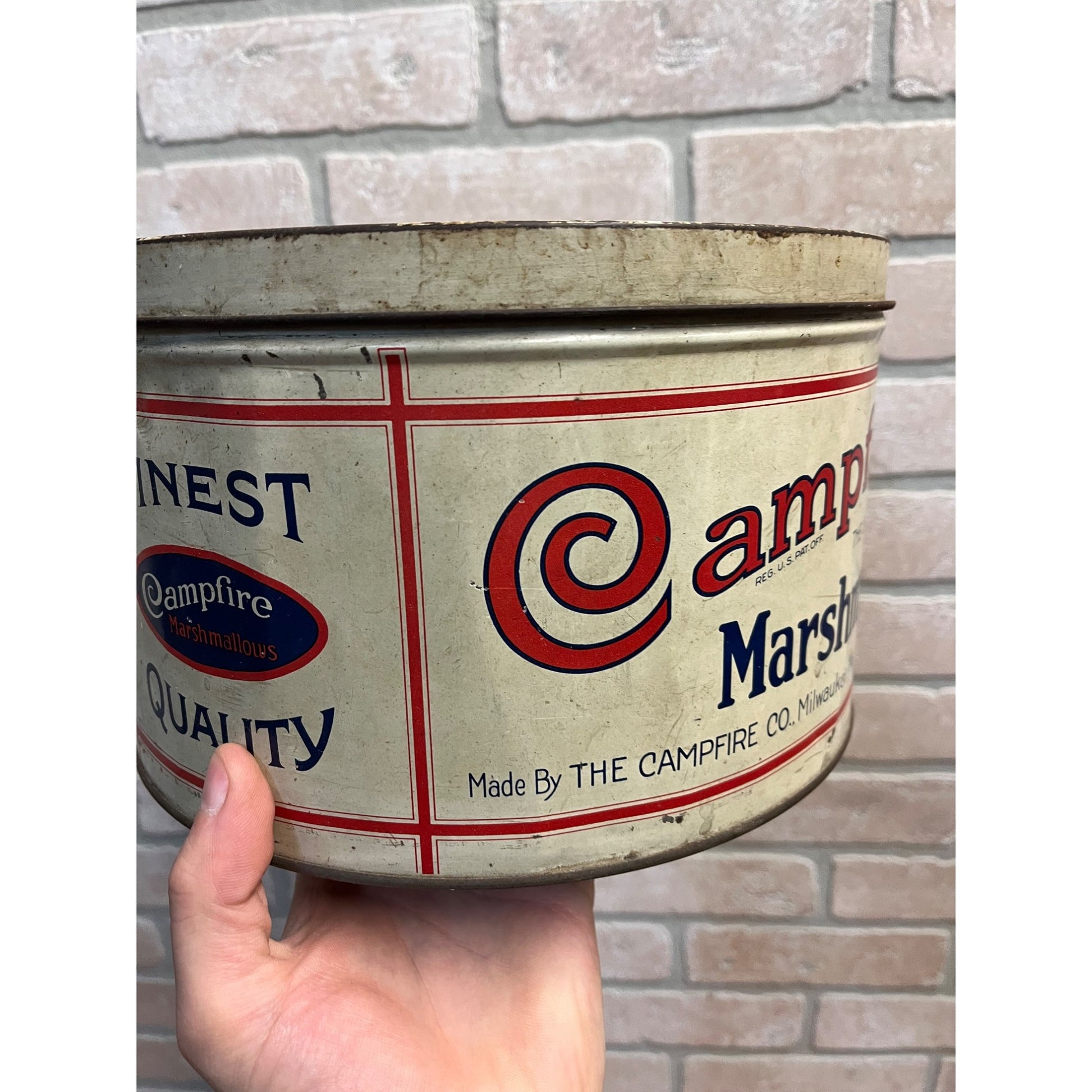 Vintage 5lb Campfire Marshmallows Advertising Kitchen Tin Milwaukee