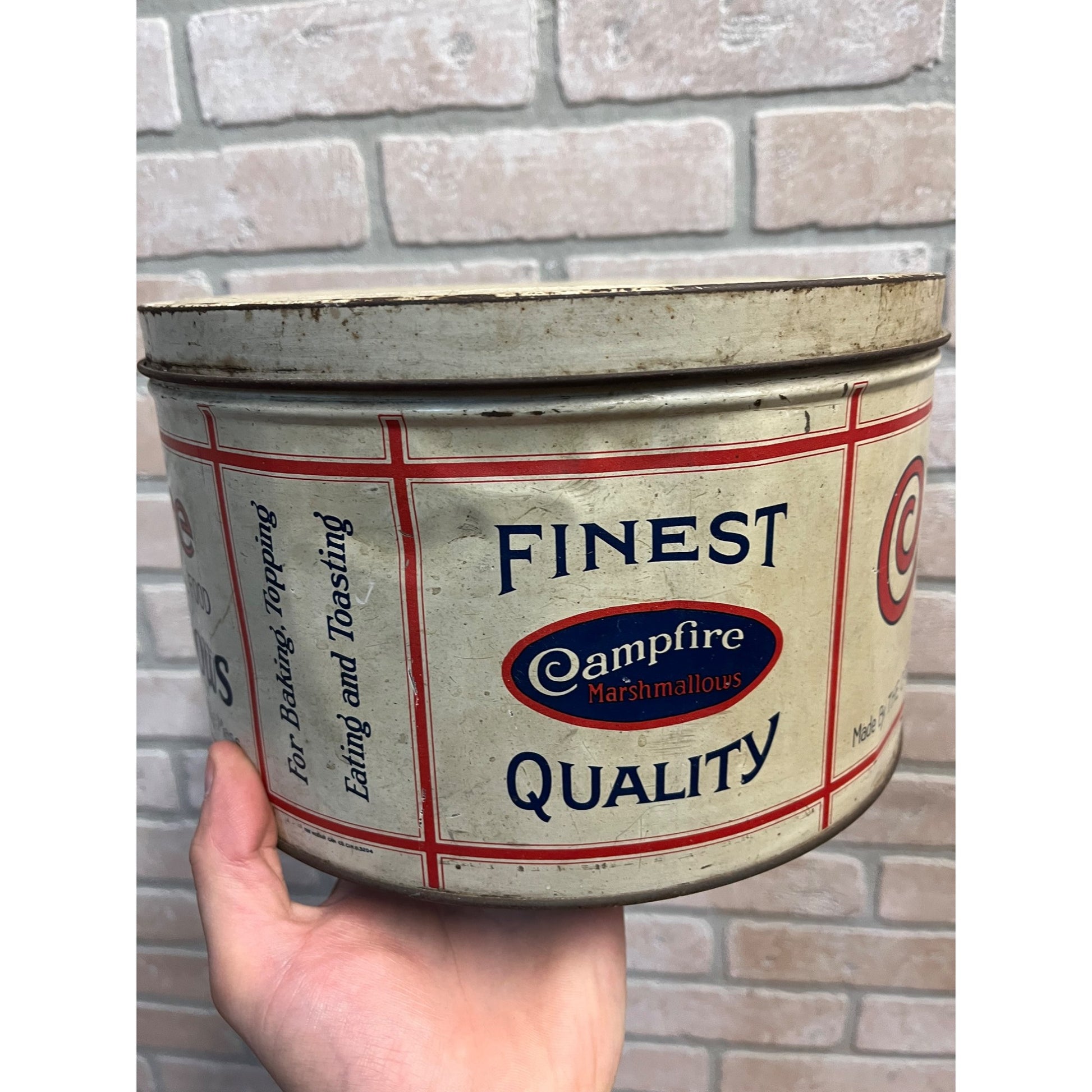 Vintage 5lb Campfire Marshmallows Advertising Kitchen Tin Milwaukee