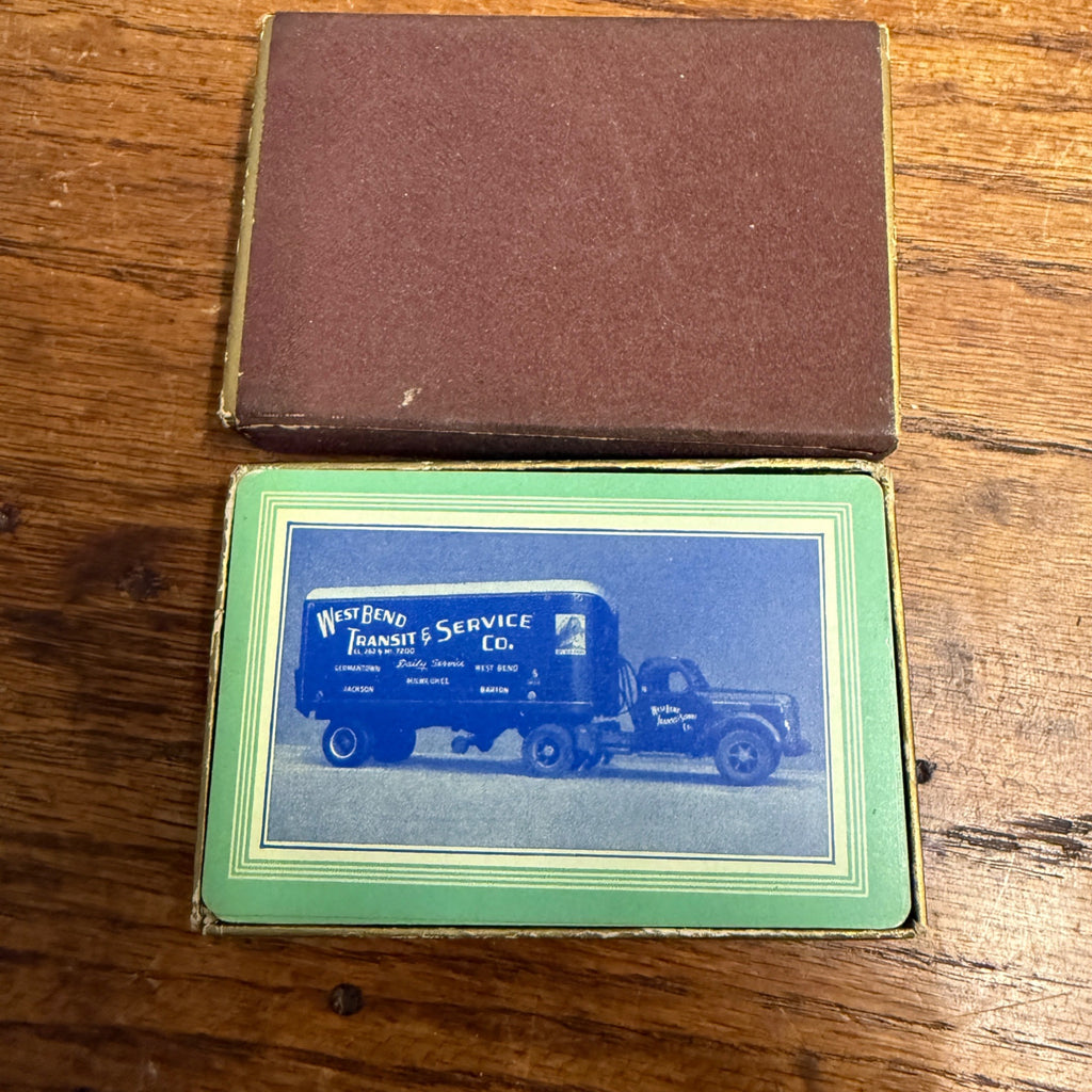 Vintage 1930s West Bend Transits Truck Service Advertising Playing Cards Wis WI