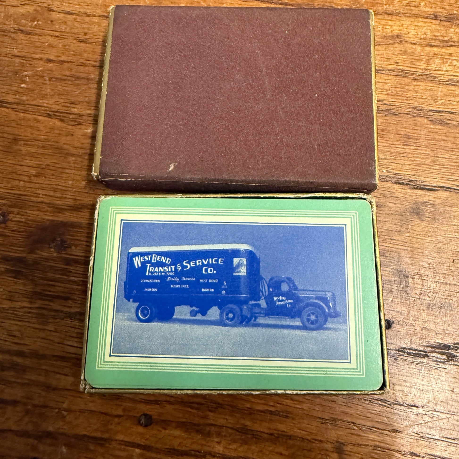 Vintage 1930s West Bend Transits Truck Service Advertising Playing Cards Wis WI