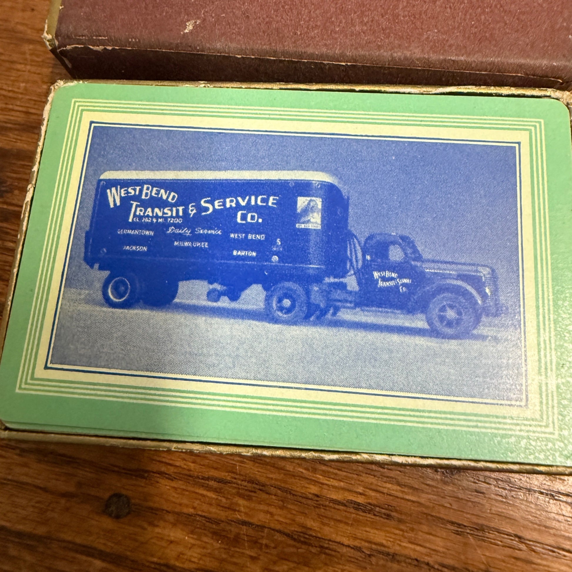 Vintage 1930s West Bend Transits Truck Service Advertising Playing Cards Wis WI