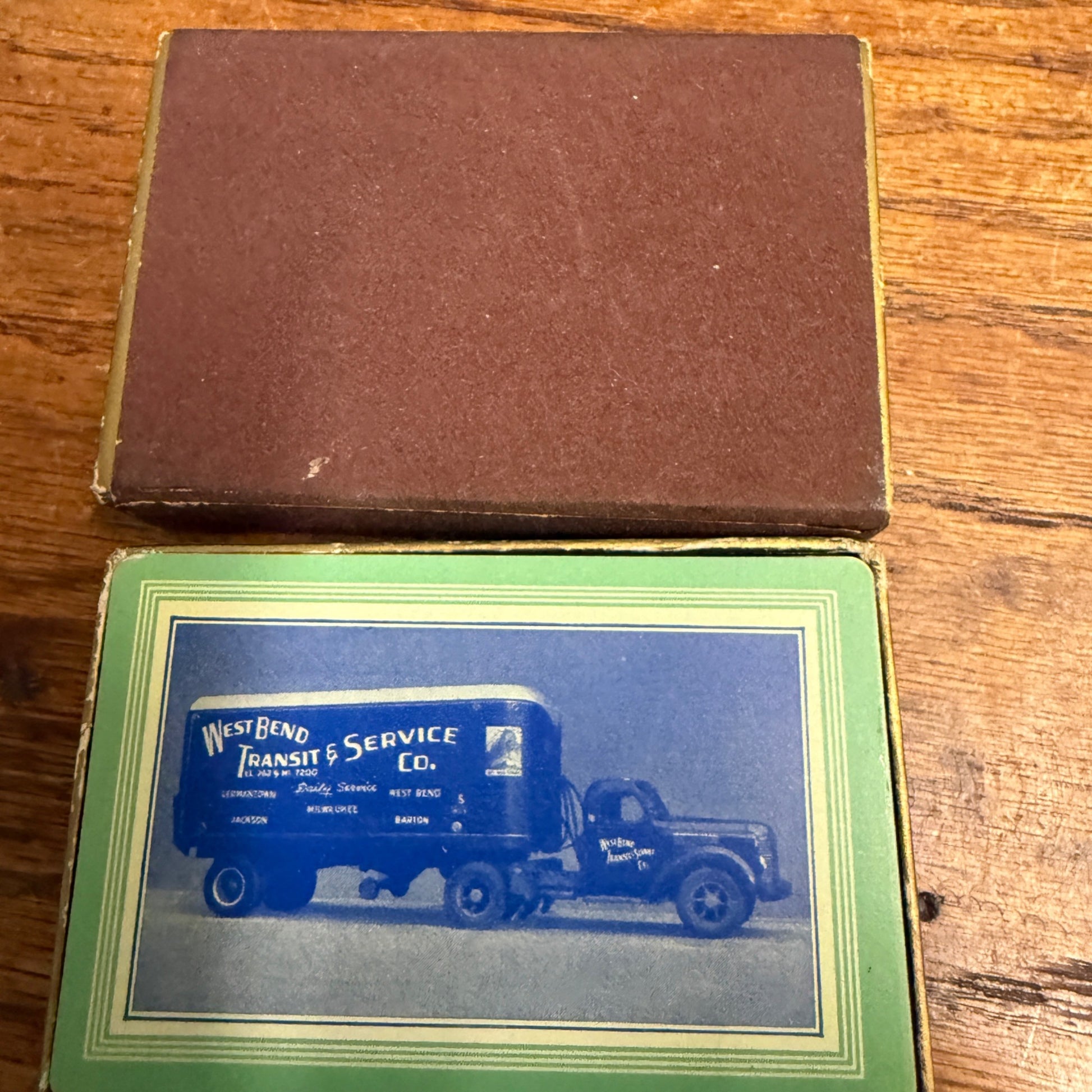 Vintage 1930s West Bend Transits Truck Service Advertising Playing Cards Wis WI