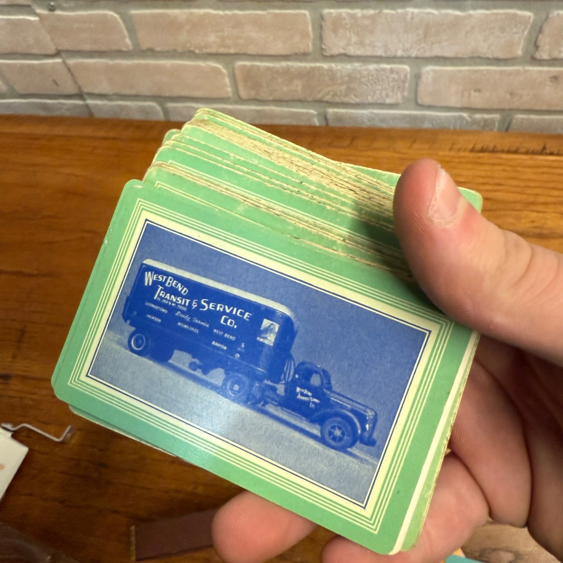 Vintage 1930s West Bend Transits Truck Service Advertising Playing Cards Wis WI