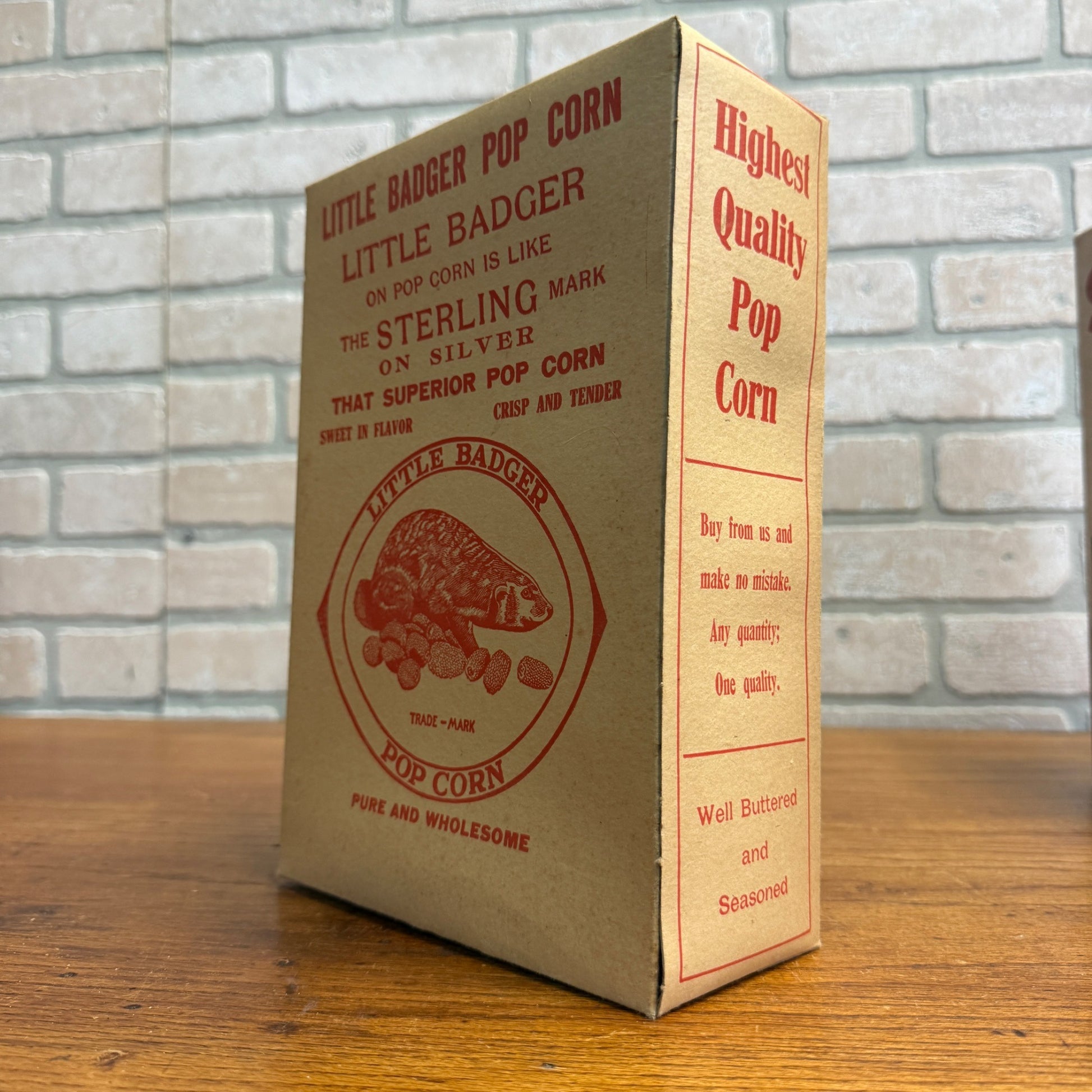 Scarce Little Badger Popcorn Box Advertising Waterloo Wis