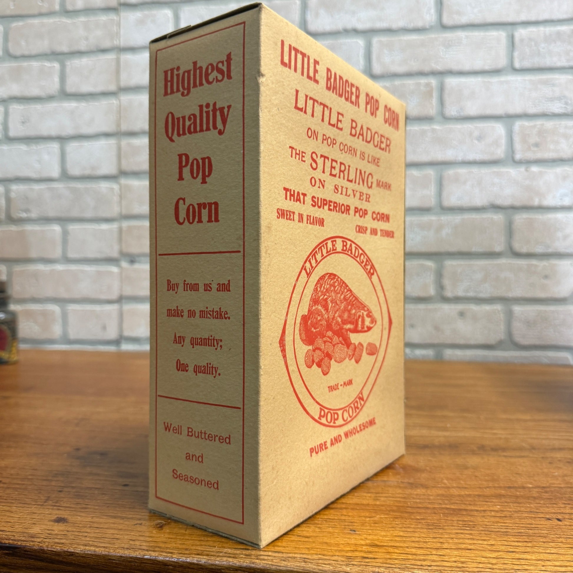 Scarce Little Badger Popcorn Box Advertising Waterloo Wis