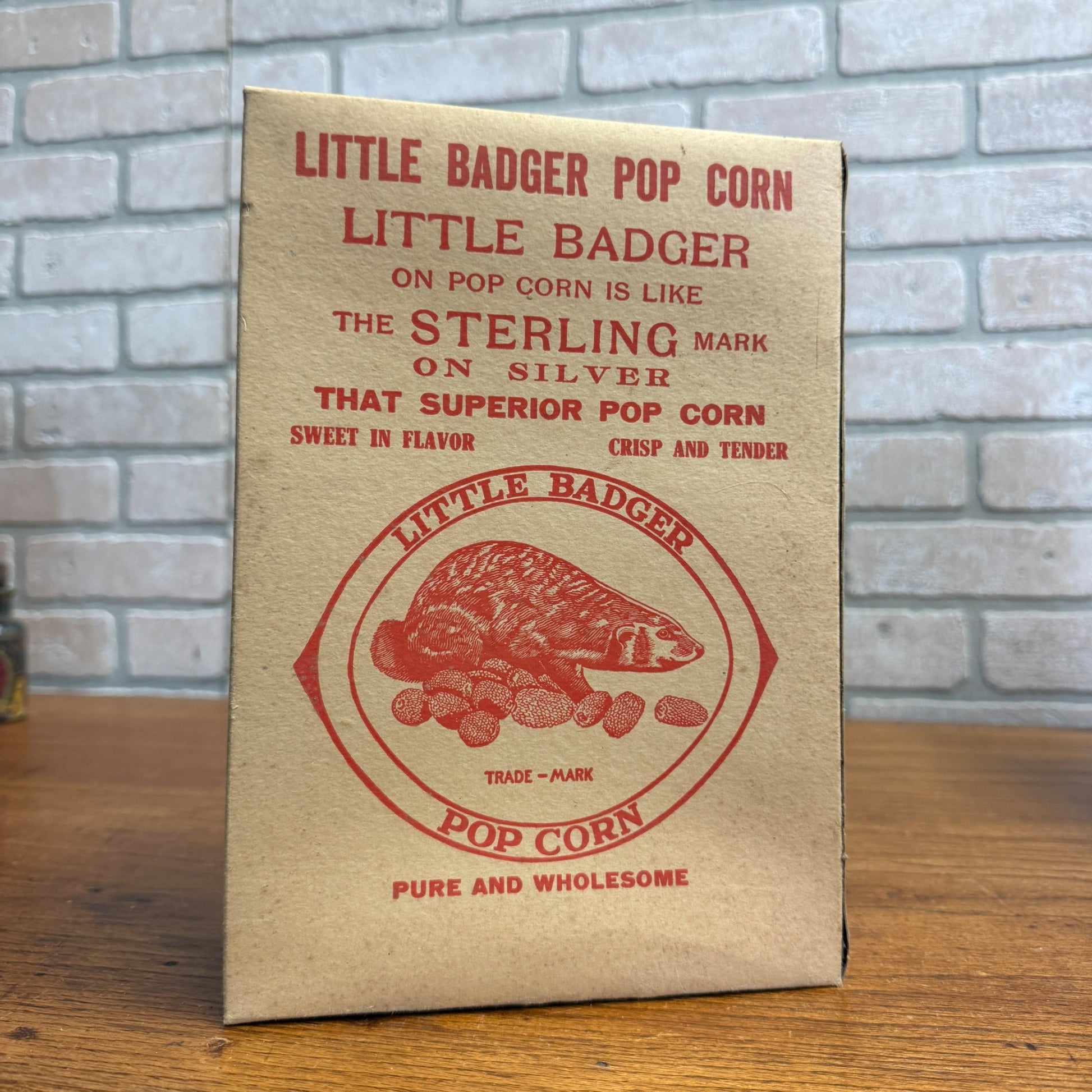 Scarce Little Badger Popcorn Box Advertising Waterloo Wis