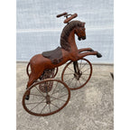 Vintage Mid-Century Carved Wood Horse Tricycle Velocipede Toy Victorian Style