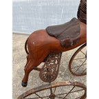 Vintage Mid-Century Carved Wood Horse Tricycle Velocipede Toy Victorian Style