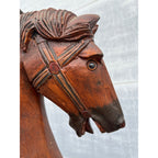 Vintage Mid-Century Carved Wood Horse Tricycle Velocipede Toy Victorian Style