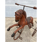 Vintage Mid-Century Carved Wood Horse Tricycle Velocipede Toy Victorian Style