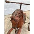 Vintage Mid-Century Carved Wood Horse Tricycle Velocipede Toy Victorian Style