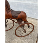 Vintage Mid-Century Carved Wood Horse Tricycle Velocipede Toy Victorian Style