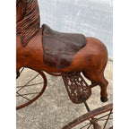 Vintage Mid-Century Carved Wood Horse Tricycle Velocipede Toy Victorian Style