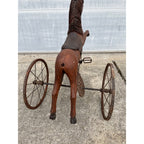 Vintage Mid-Century Carved Wood Horse Tricycle Velocipede Toy Victorian Style