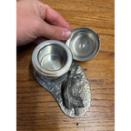 Vintage Fox Hunting Theme Pewter Metal Inkwell or Desk Accessory