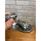 Vintage Fox Hunting Theme Pewter Metal Inkwell or Desk Accessory