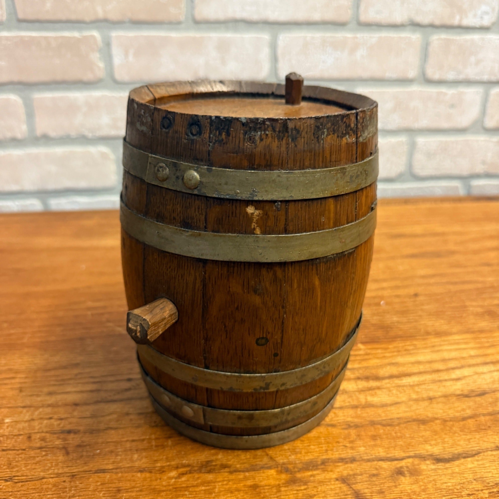 Vintage Wooden Mini Barrel or Keg Oak? Beverage Dispenser Bar Decor