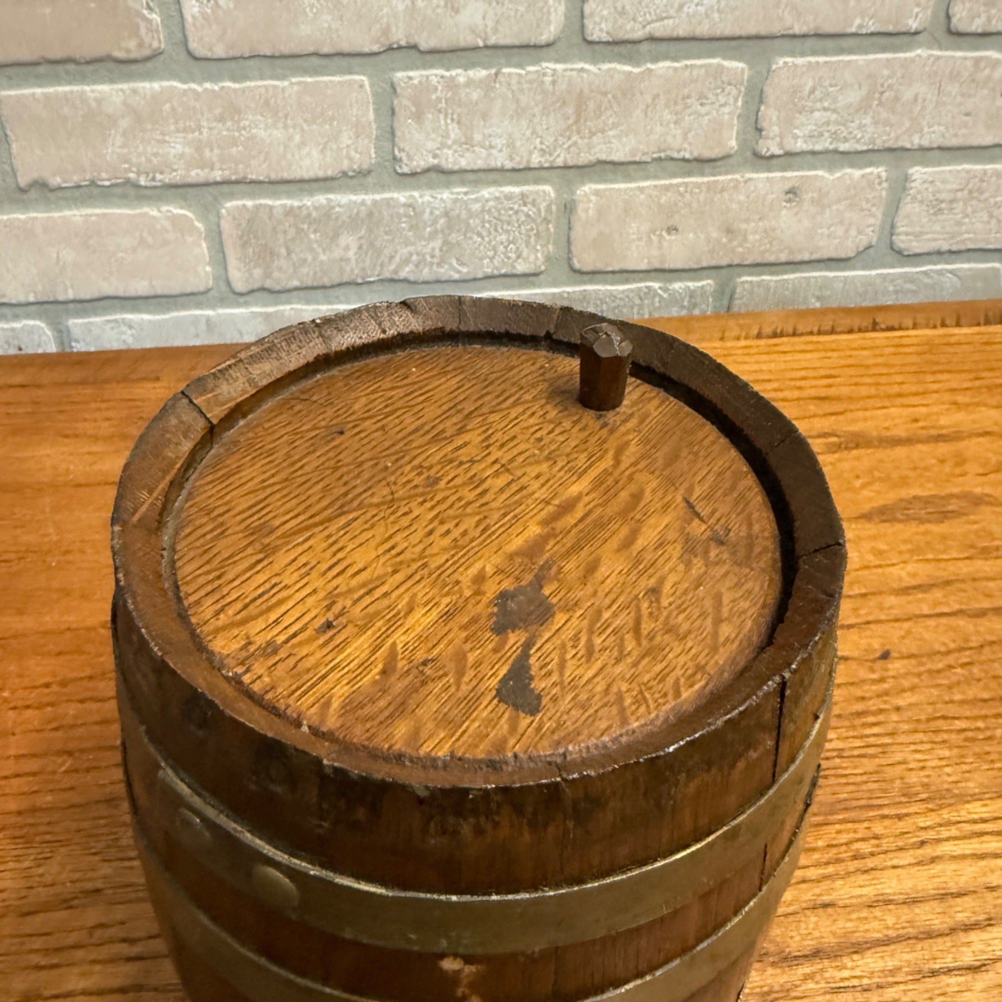 Vintage Wooden Mini Barrel or Keg Oak? Beverage Dispenser Bar Decor