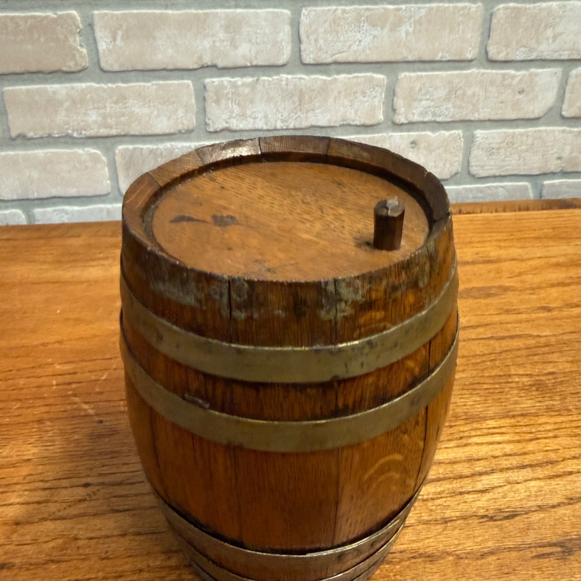Vintage Wooden Mini Barrel or Keg Oak? Beverage Dispenser Bar Decor