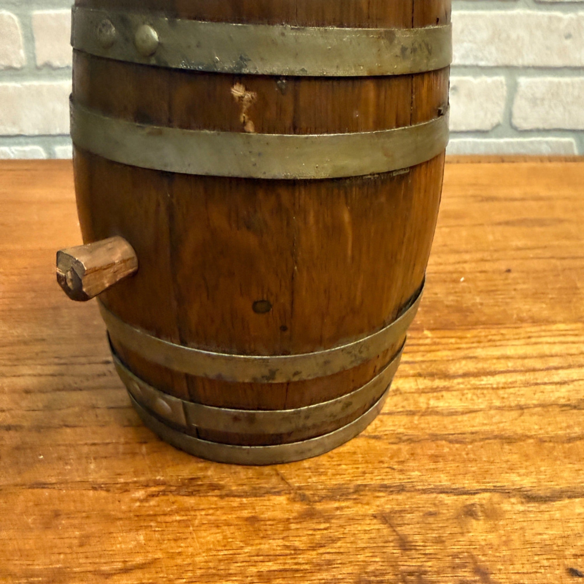 Vintage Wooden Mini Barrel or Keg Oak? Beverage Dispenser Bar Decor