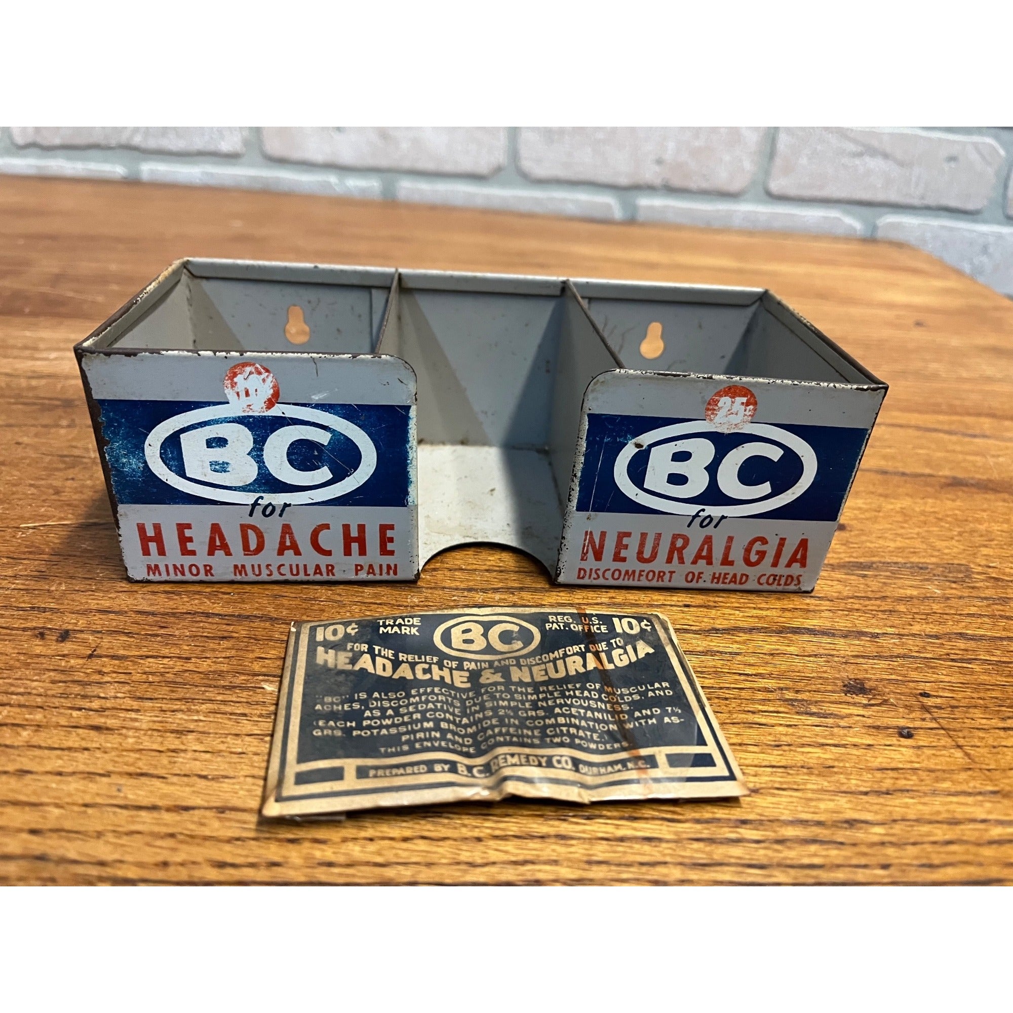 Vintage BC Aspirin Metal Tin Store Display Sign Headache Neuralgia Advertising