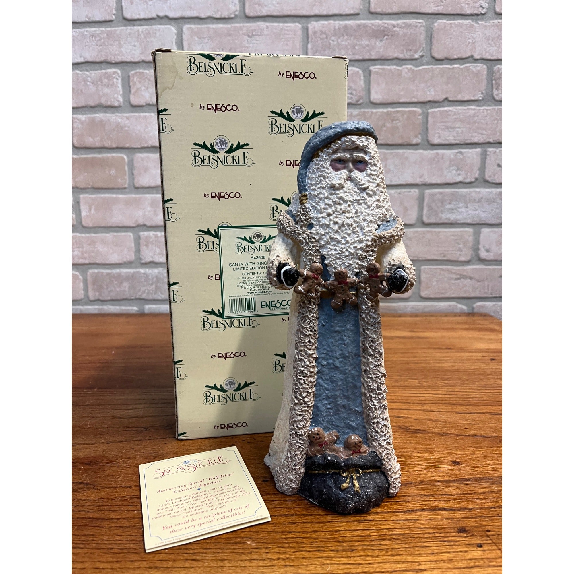 1999 Enesco Linda Baldwin Belsnickle Santaw/ Gingerbread 10" Christmas Figure