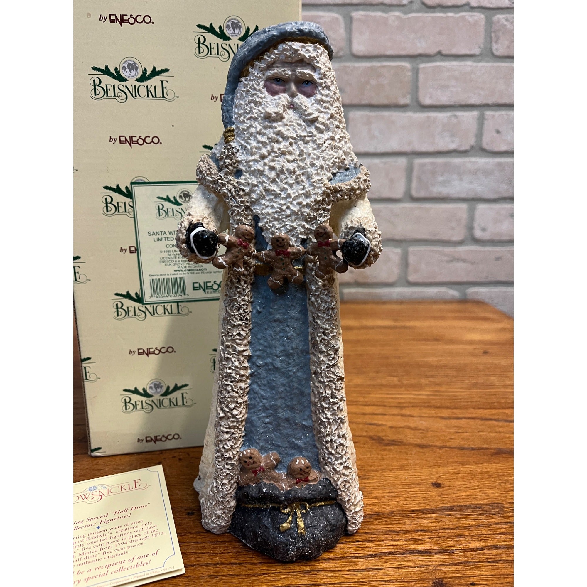 1999 Enesco Linda Baldwin Belsnickle Santaw/ Gingerbread 10" Christmas Figure