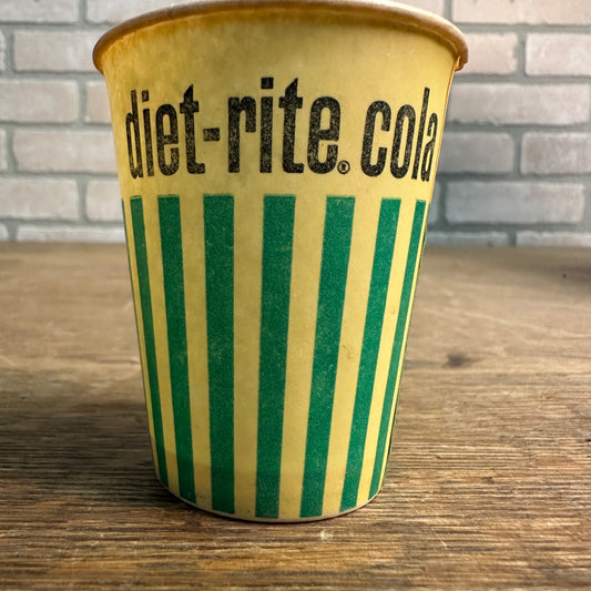 Vintage Diet-rite Cola  Yellow Sample Soda Paper Wax Promotional Cup