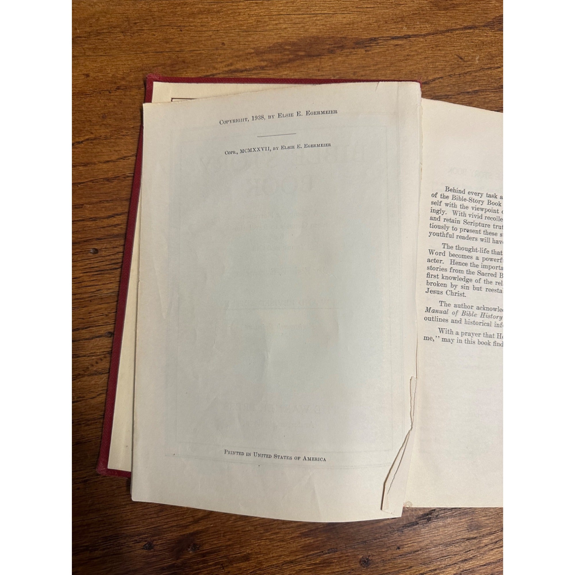 1938 Egermeier's Bible Story Book Illustrated Hardcover Book Catholic Religious Vintage