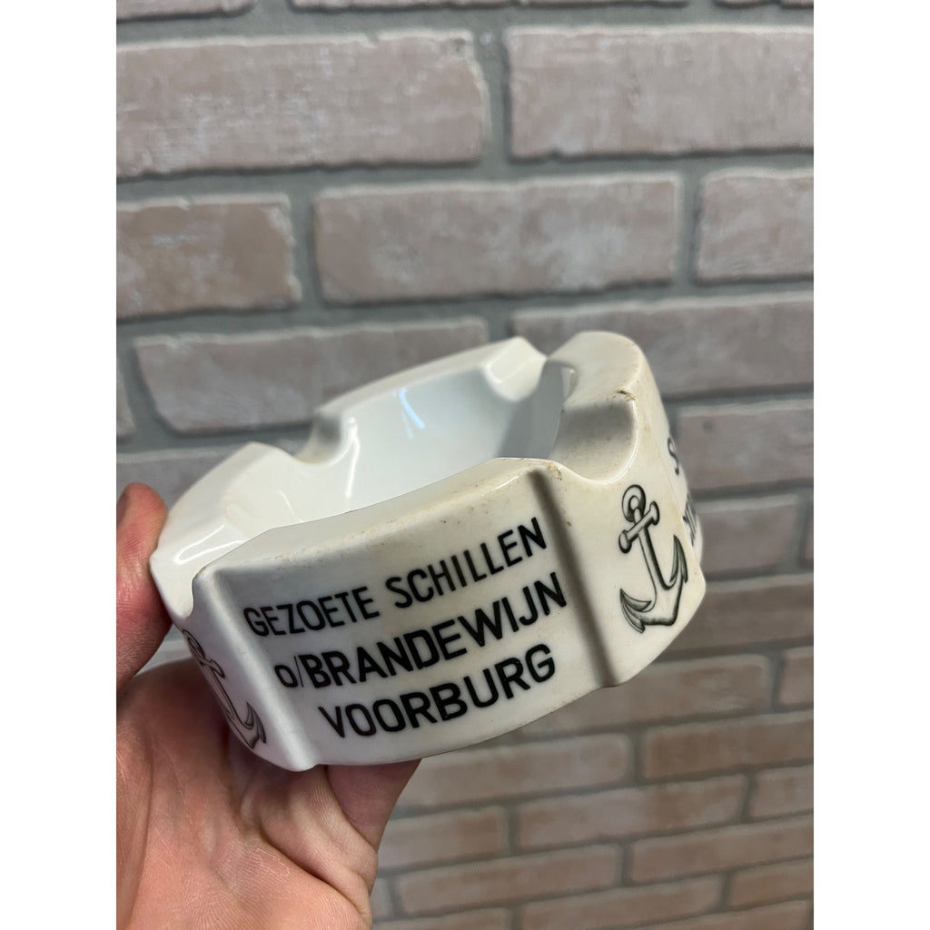 Schade & Buysing Advertsing Liquor Ashtray Dutch Germany Gin Anchor Brandy Cognac