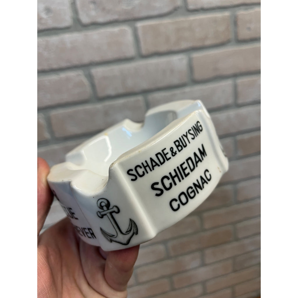 Schade & Buysing Advertsing Liquor Ashtray Dutch Germany Gin Anchor Brandy Cognac