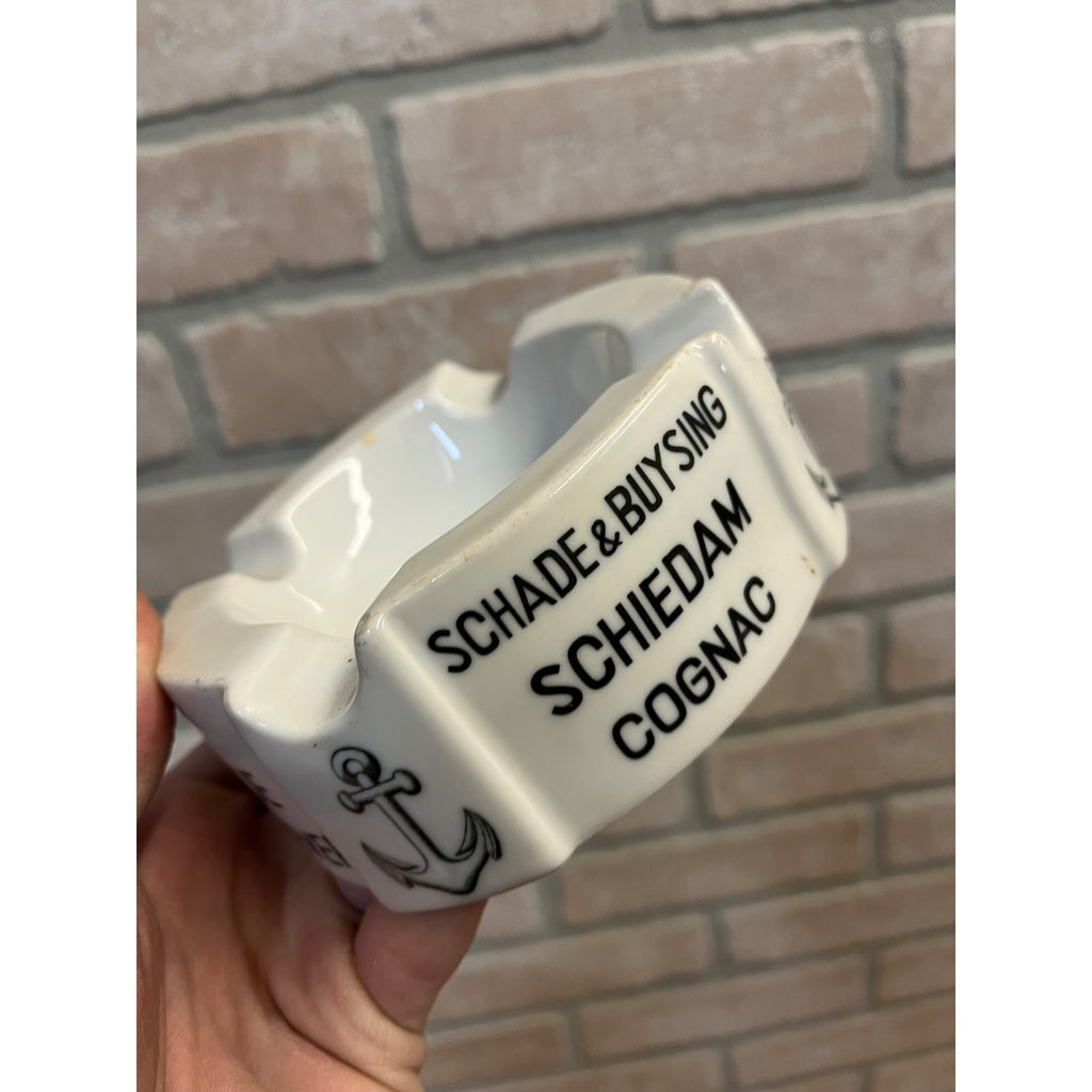 Schade & Buysing Advertsing Liquor Ashtray Dutch Germany Gin Anchor Brandy Cognac