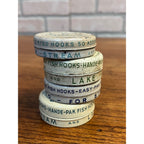 Vintage Fishing Hooks Tin Cans Pflueger Dolphin Walker Advertising Lot (4)