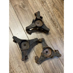 Antique Lot (3) Cast Iron 3 Wheel Swivel Caster Stove Movers Dolly Harper Stove+