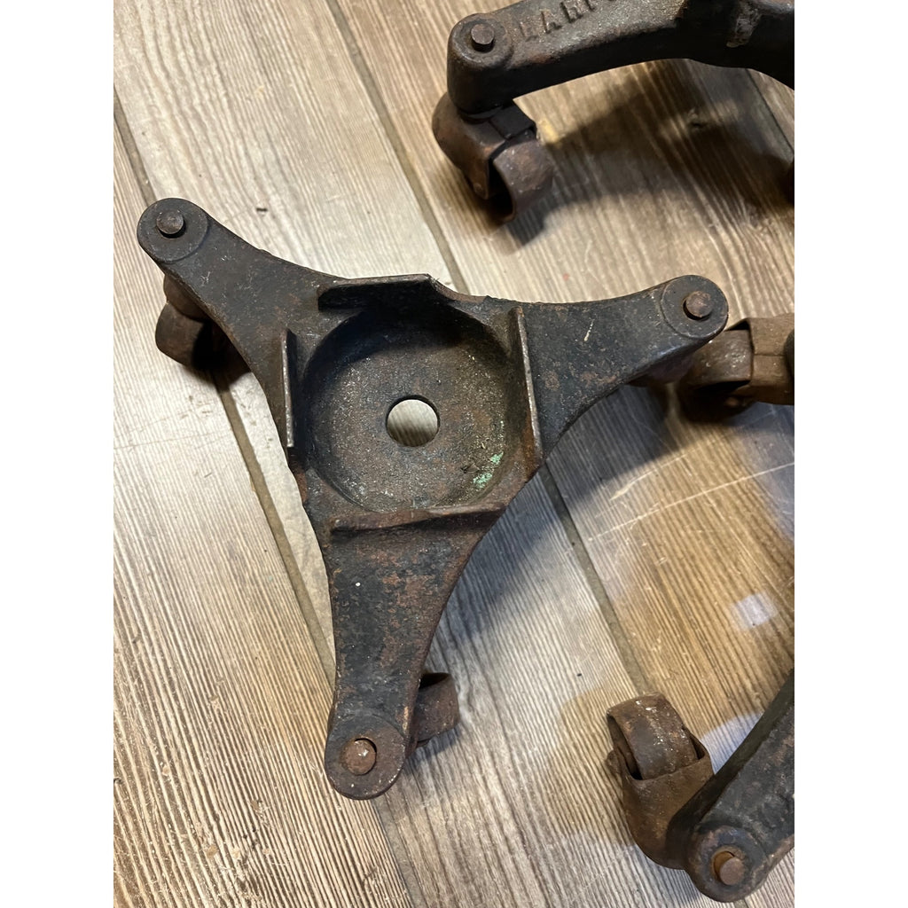 Antique Lot (3) Cast Iron 3 Wheel Swivel Caster Stove Movers Dolly Harper Stove+